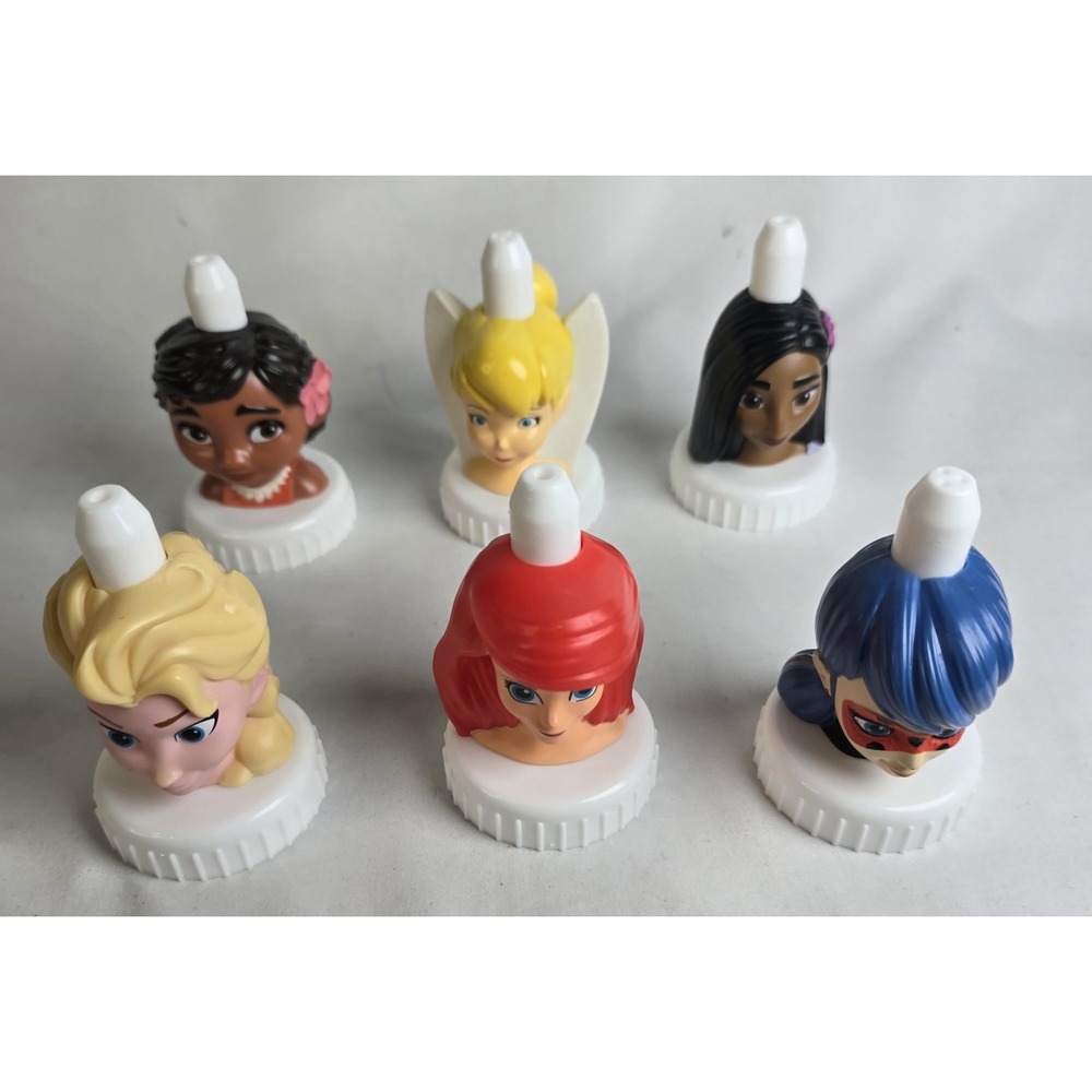 Good 2 Grow Juice Toppers Lot Of 6 Elsa Ariel Encanto Tinker Bell